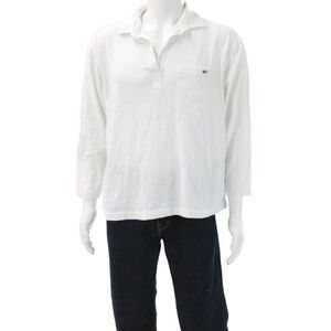 Vineyard Vines Mens White Collared 3/4 Sleeve T Shirt Cotton Beach Size XL